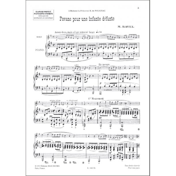 Pavane Pour Une Infante Defunte Cor Anglais-Piano